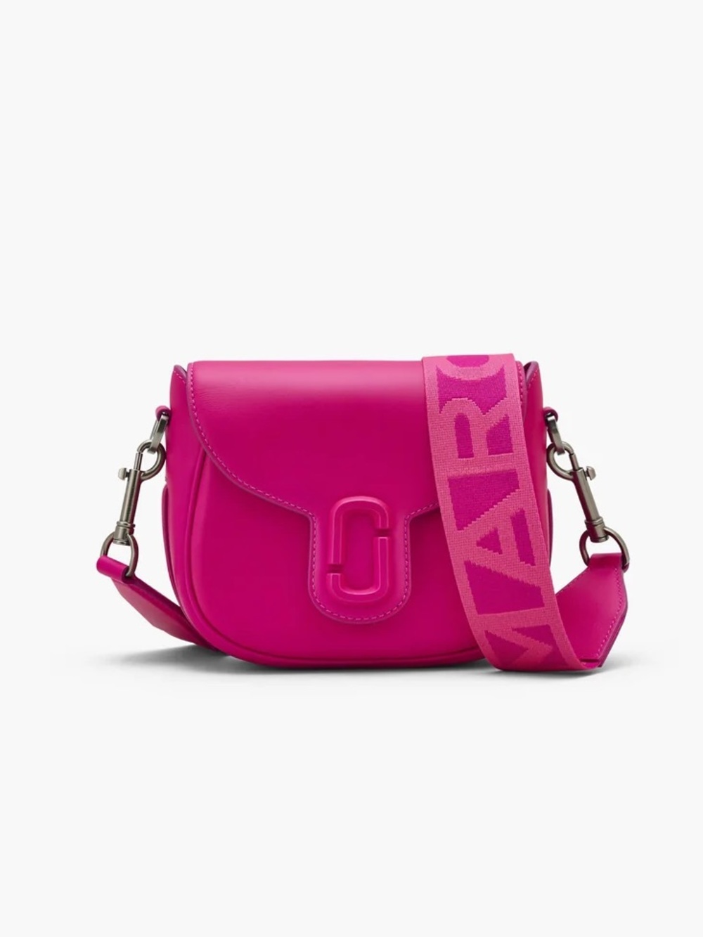‼️NEW Marc Jacobs The Covered J Marc Pink Leather Saddle Bag Crossbody Bag - Picture 2 of 13